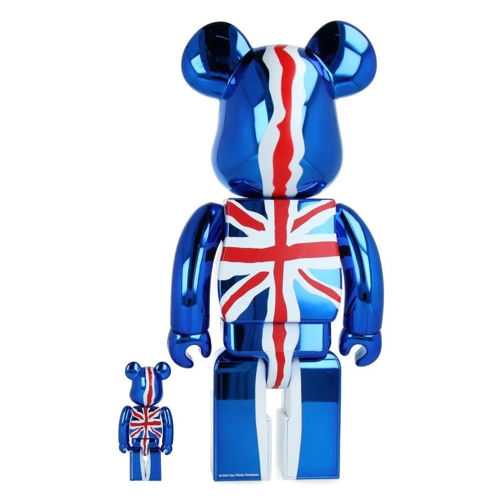 400% & 100% Bearbrick sæt - Sex Pistols - God save the Queen (Chrome Edition)-Medicom Toy-Bearbrick