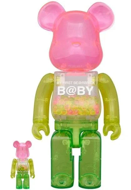 400% & 100% Bearbrick sæt - My First Bearbrick Baby (1st Color Clear)-Medicom Toy-Bearbrick