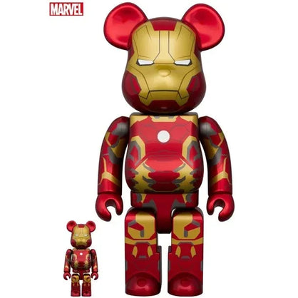 400% & 100% Bearbrick - Iron Man - Mark 43 (Infinity Saga)-Medicom Toy-Bearbrick