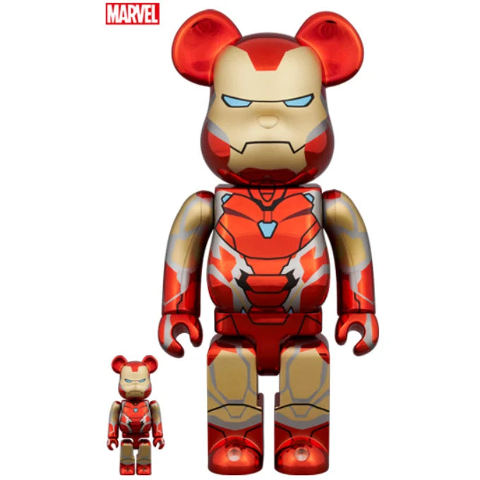 400% & 100% Bearbrick - Iron Man - Mark 85 Chrome ed. (BWWT3)-Medicom Toy-Bearbrick